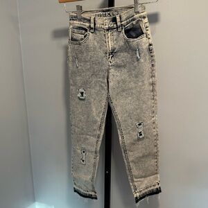 Justice Acid Wash Distressed Frayed Hem Denim Jeans, size 12